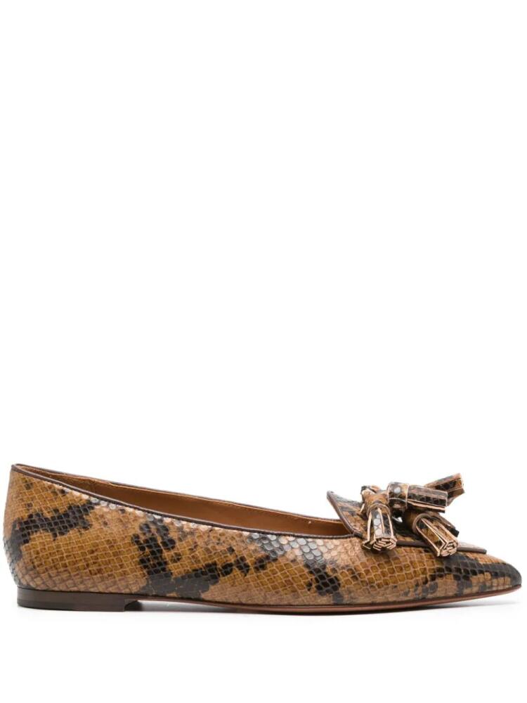 Polo Ralph Lauren Ashtyn python print leather loafers - Brown Cover