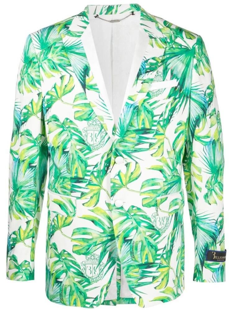 Billionaire palm-tree print blazer - White Cover