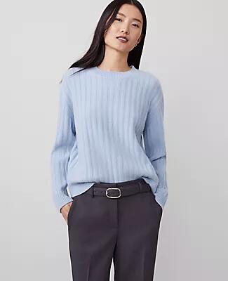 Ann Taylor Cashmere Ribbed Mock Neck Sweater Cover