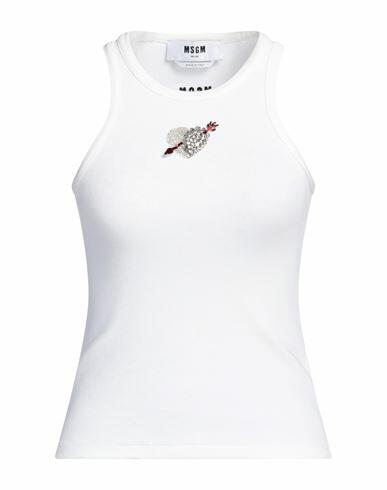 Msgm Woman Tank top White Cotton, Elastane, Glass, PVC - Polyvinyl chloride, Brass Cover