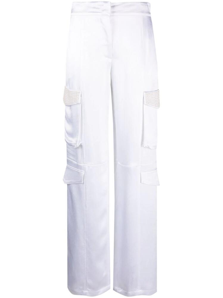 Genny satin-finish cargo-pocket trousers - White Cover