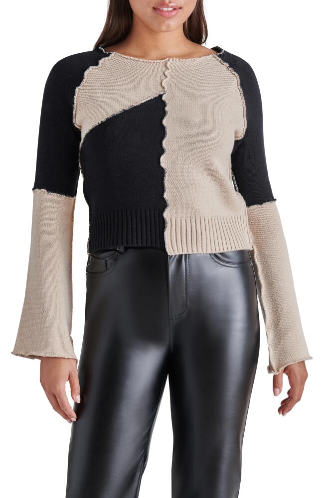 Steve Madden Rylee Colorblock Reverse Seam Sweater in New Taupe Cover