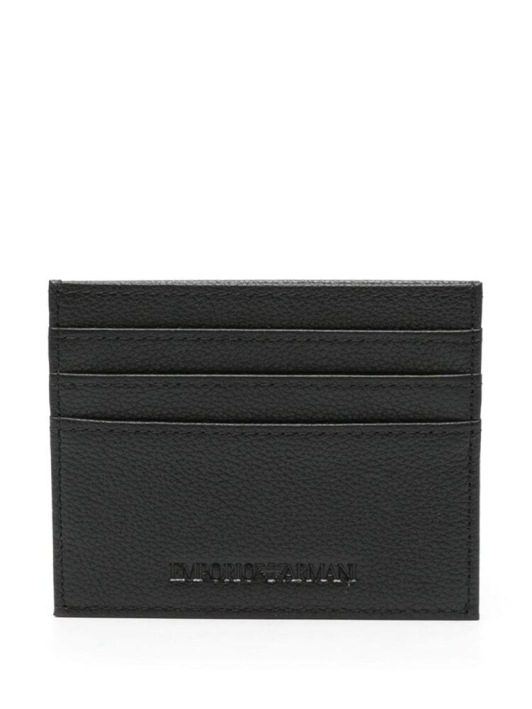 Emporio Armani debossed-logo leather cardholder - Black Cover