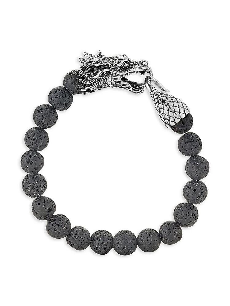 Eli Pebble Men's Sterling Silver & Lava Dragon Bracelet Cover