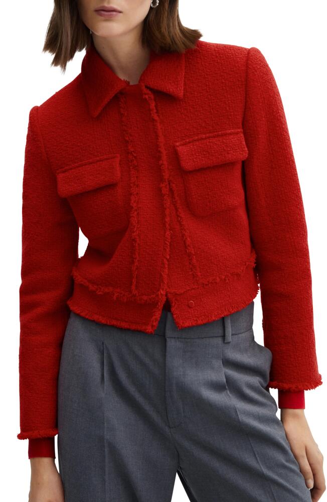 MANGO Crop Tweed Jacket in Red Cover