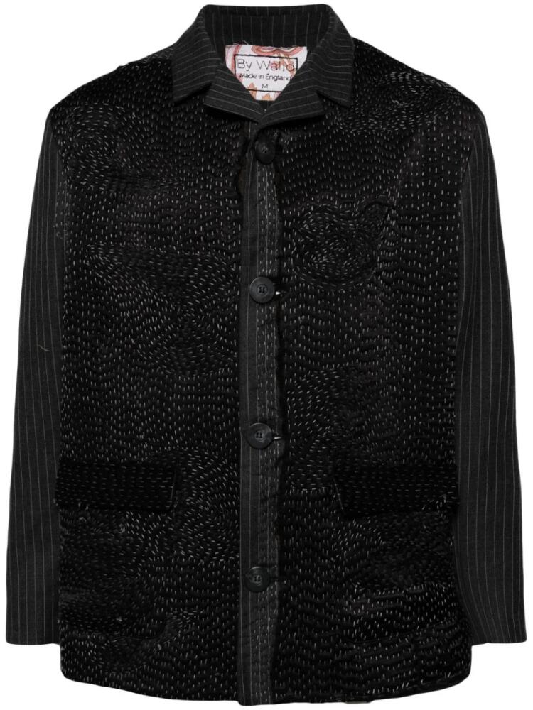 By Walid embroidered pinstriped shirt jacket - Black Cover