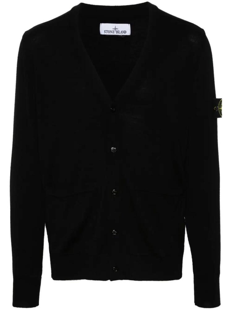 Stone Island Compass-badge wool cardigan - Black Cover