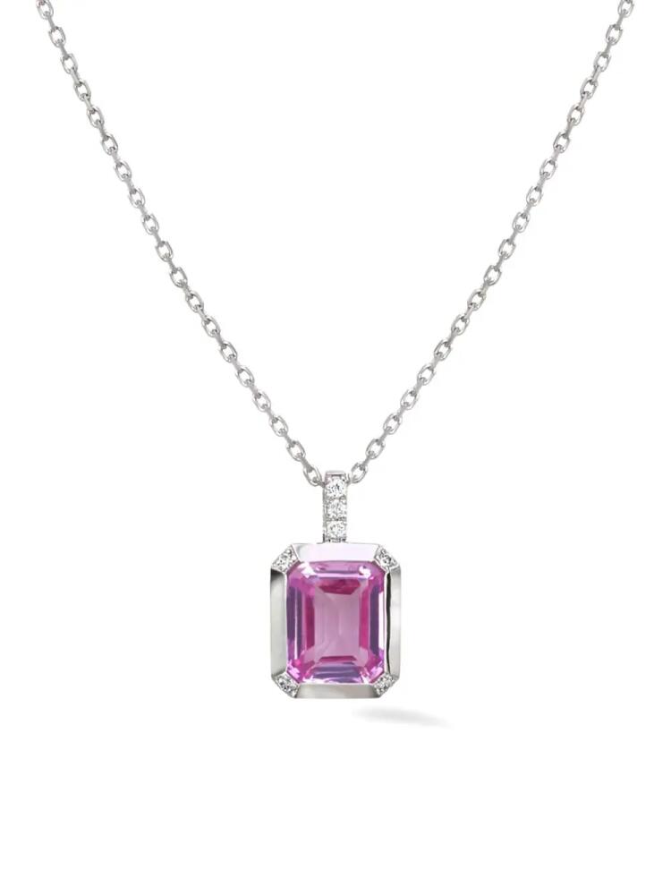 Lark & Berry 14kt white gold Blossom sapphire and diamond pendant necklace - Silver Cover