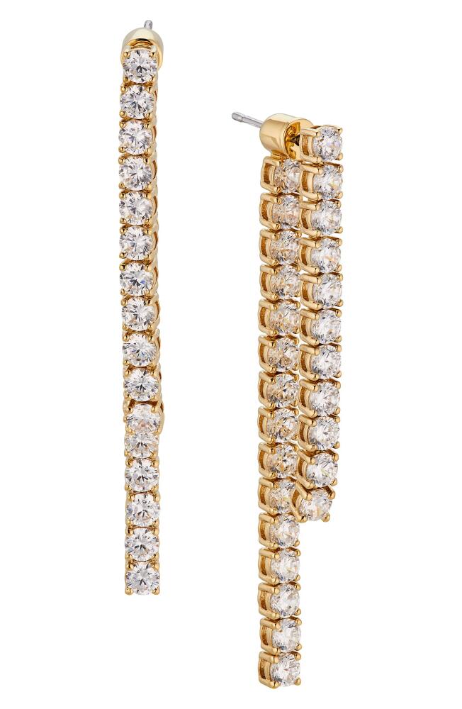 Nadri Cubic Zirconia Linear Drop Ear Jackets in Gold Cover