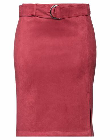 Silvian Heach Woman Midi skirt Brick red Polyester, Elastane Cover