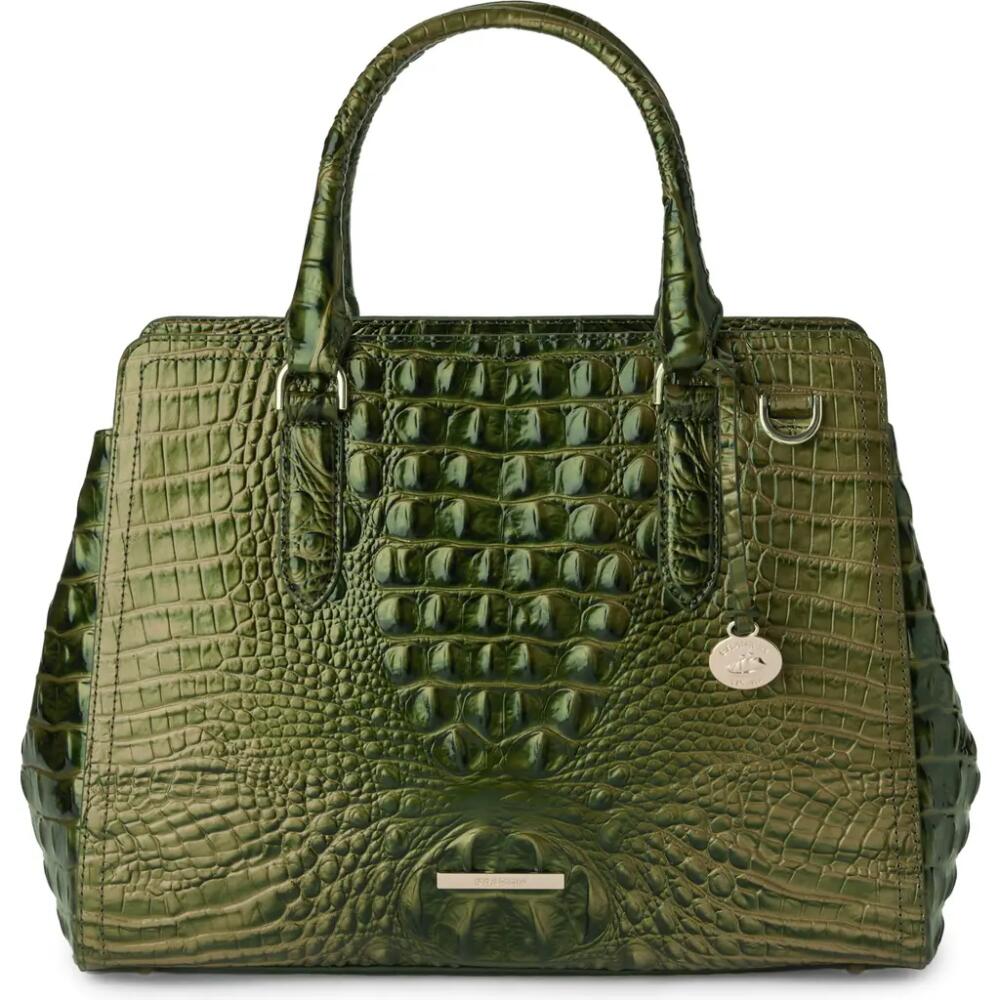 Brahmin Small Finley Croc Embossed Leather Satchel in Matcha Green Cover