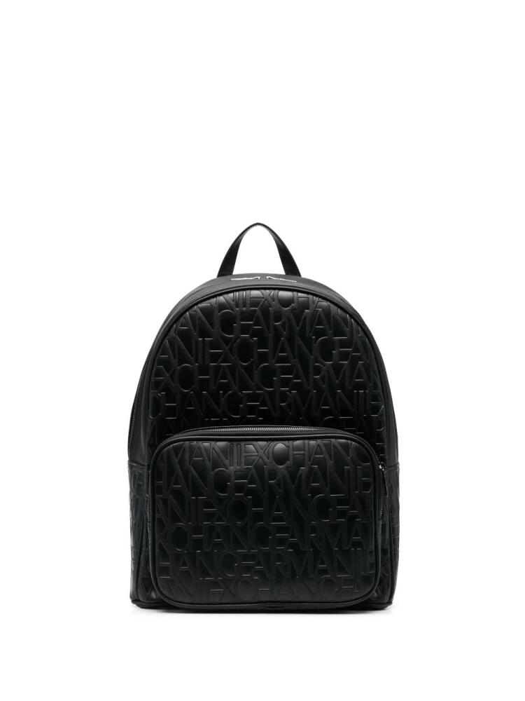 Armani Exchange debossed-logo pocket backpack - Black Cover