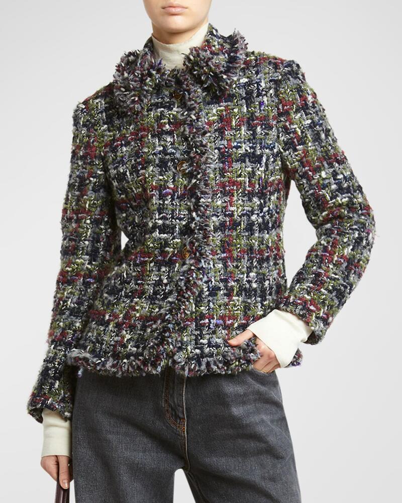 Etro Textured Fringe Metallic Tweed Coat Cover