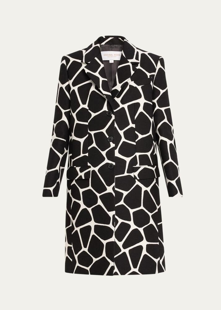 Michael Kors Collection Printed Three Button Coat Cover