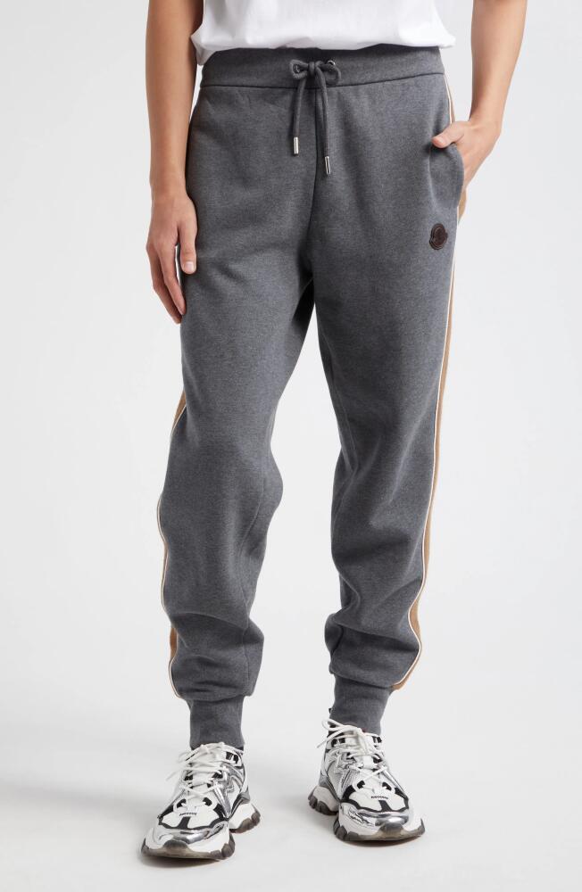 Moncler Contrast Stripe Fleece Joggers in Grey Cover