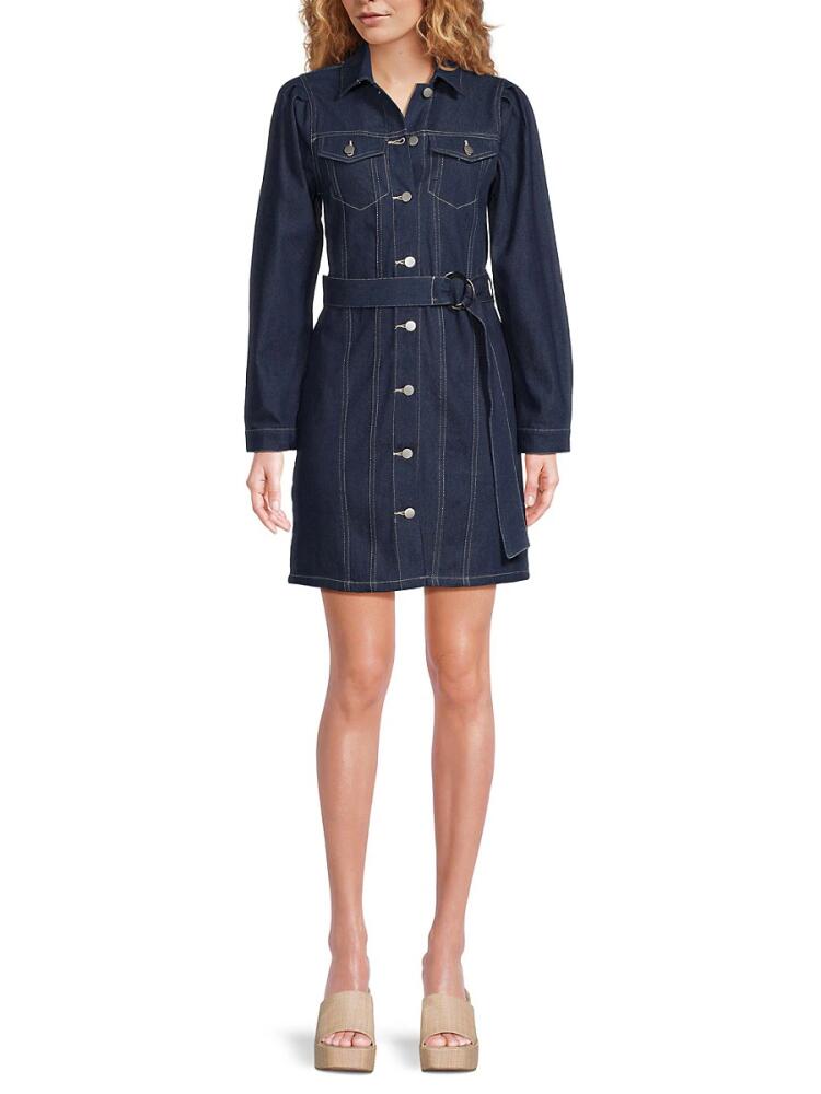 Lea & Viola Women's Belted Denim Mini Shirtdress - Dark Wash Cover