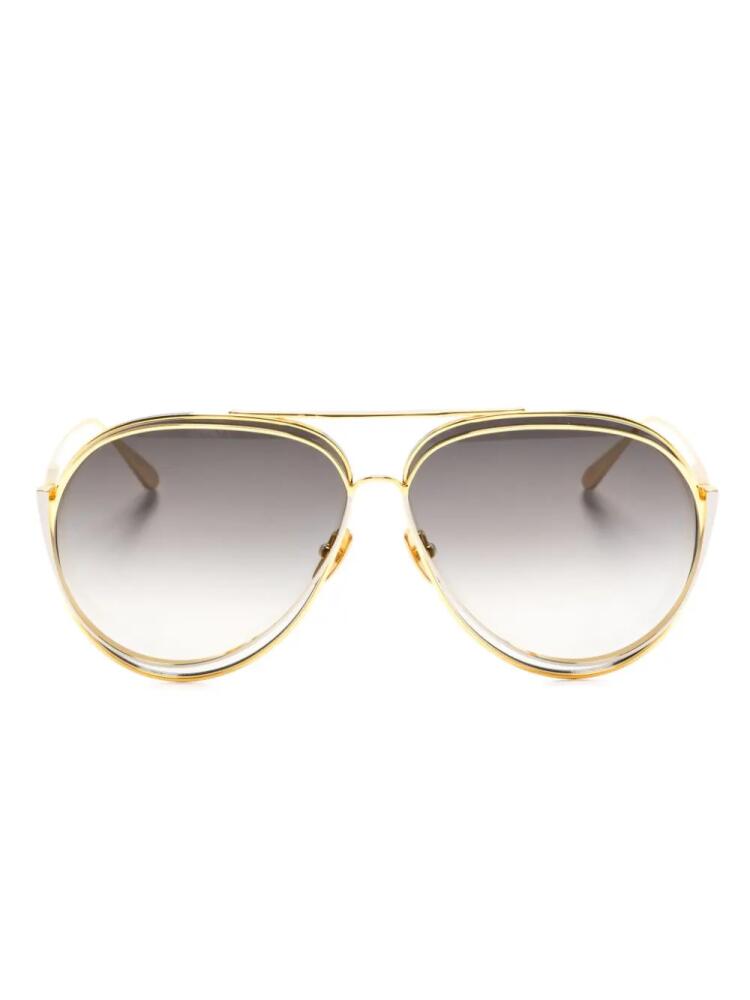 Linda Farrow Francisco pilot-frame sunglasses - Gold Cover