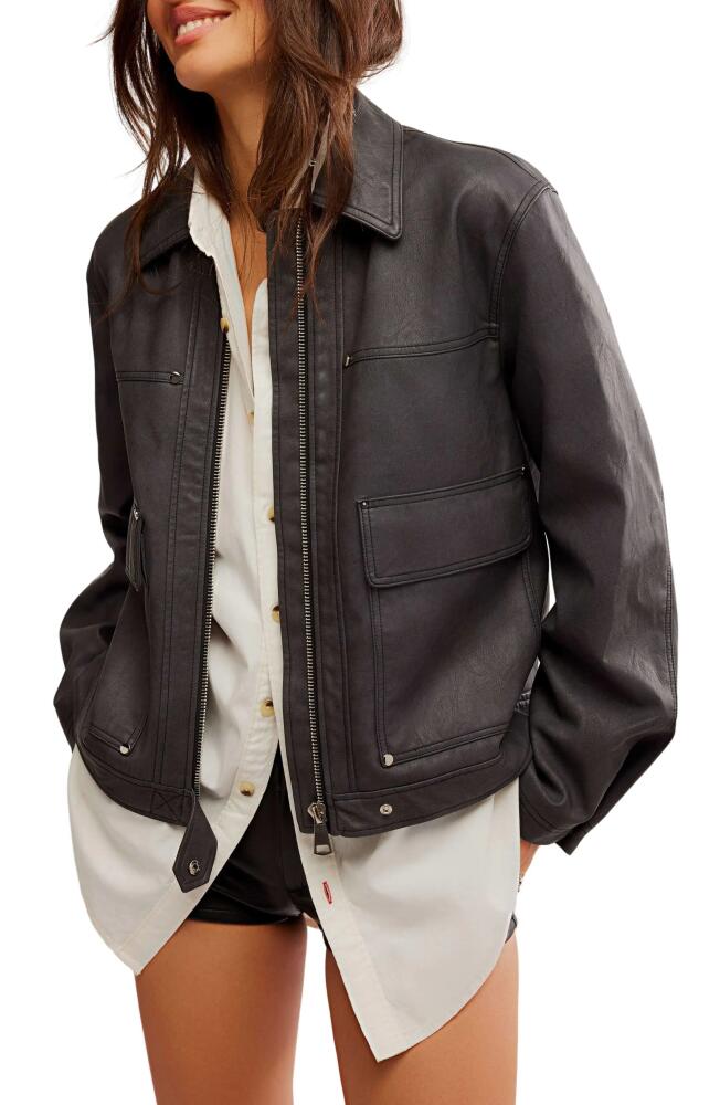 Free People Blair Faux Leather Jacket in Charcoal Combo Cover