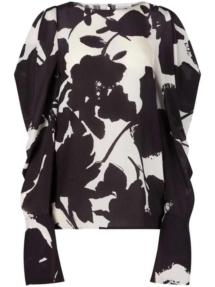 Nina Ricci floral puff-sleeve blouse - Black Cover