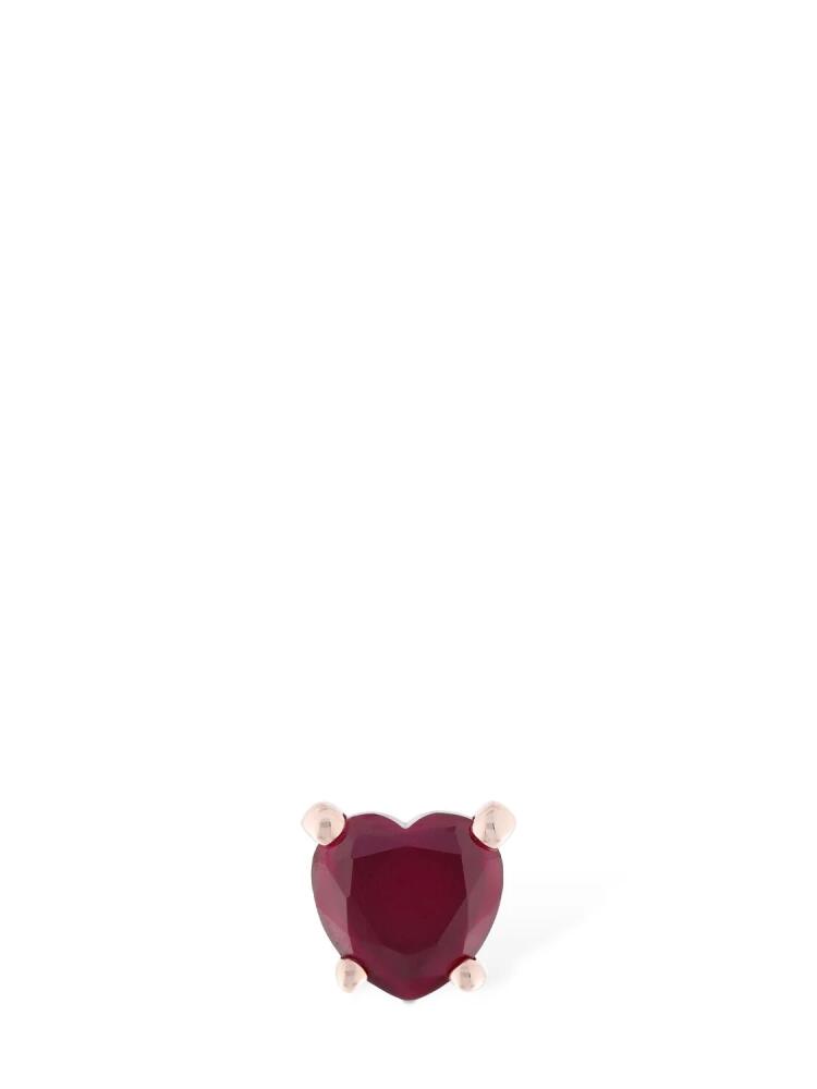 DODO 9kt Heart Synthetic Ruby Mono Earring Cover