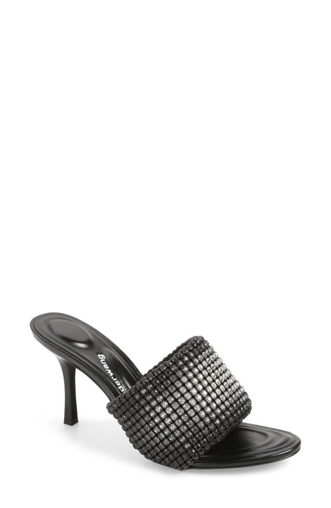 Alexander Wang Heiress Crystal Mesh Slide Sandal in Black Aged Cover