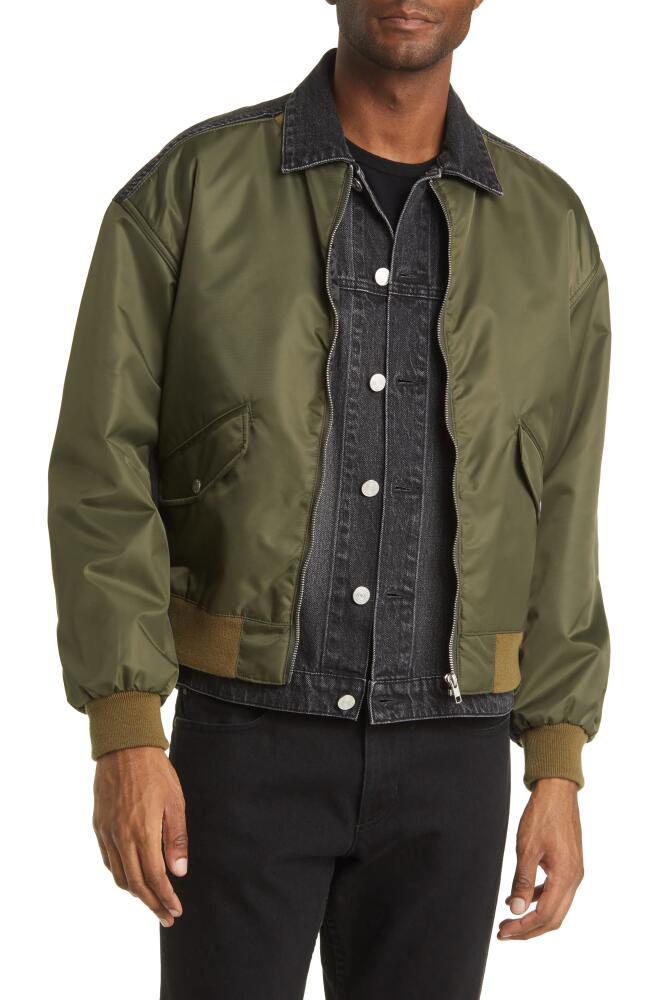 FRAME Layered Double Jacket in Khaki Black Washed Cover