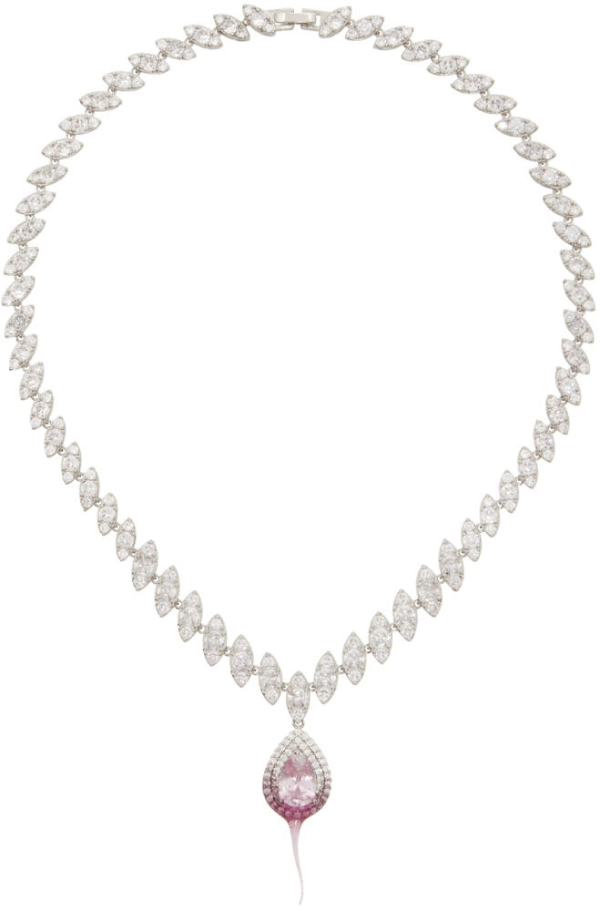 Ottolinger SSENSE Exclusive Silver & Pink Diamond Dip Necklace Cover