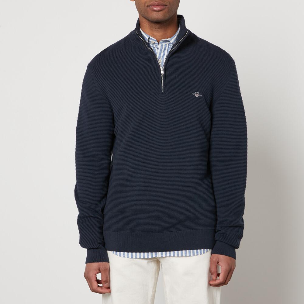 GANT Textured Cotton Half Zip Knitted Jumper Cover