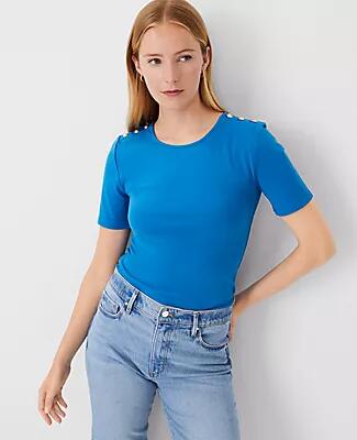 Ann Taylor Petite Shoulder Button Tee Cover