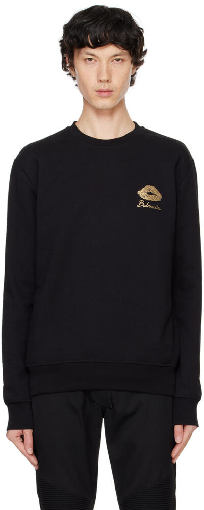 Balmain Black 'Balmain Kiss' Print Sweatshirt Cover