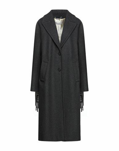 Golden Goose Woman Coat Steel grey Virgin Wool, Polyamide, Bovine leather Cover