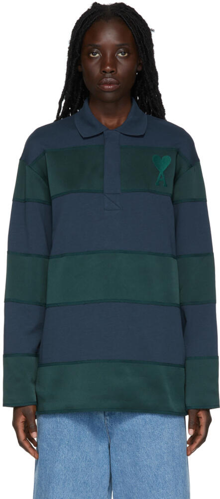 AMI Paris SSENSE Exclusive Navy & Green Rugby Polo Cover