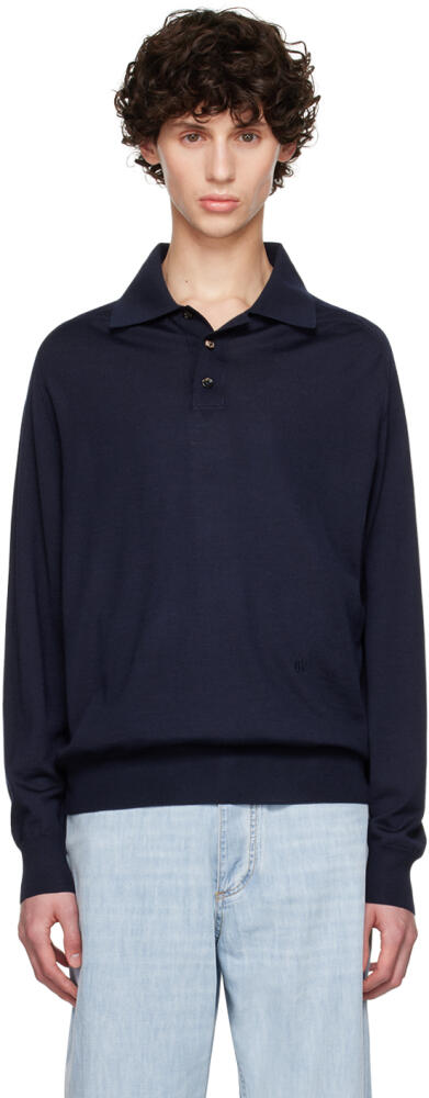 Bottega Veneta Navy Inverted Seam Polo Cover