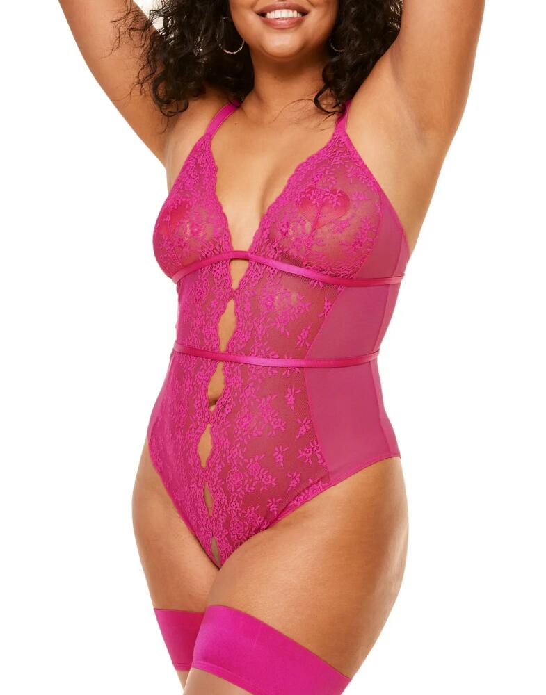 Adore Me Rosie Crotchless Bodysuit Lingerie in Dark Pink Cover