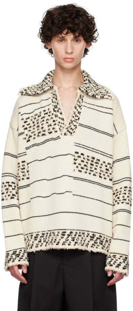 Bottega Veneta Off-White Textured Stripe Polo Cover