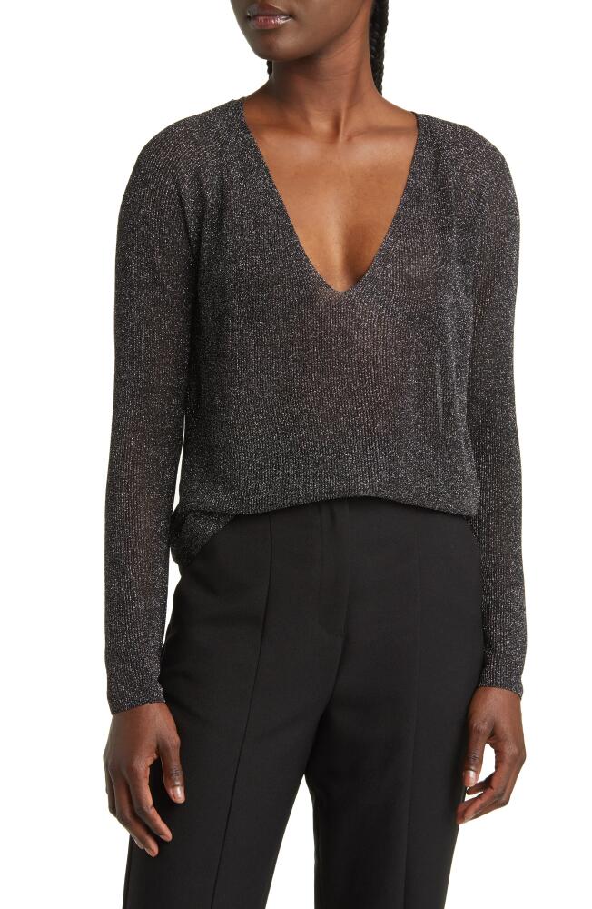 MANGO Kling Jersey V-Neck Sweater in Black Cover