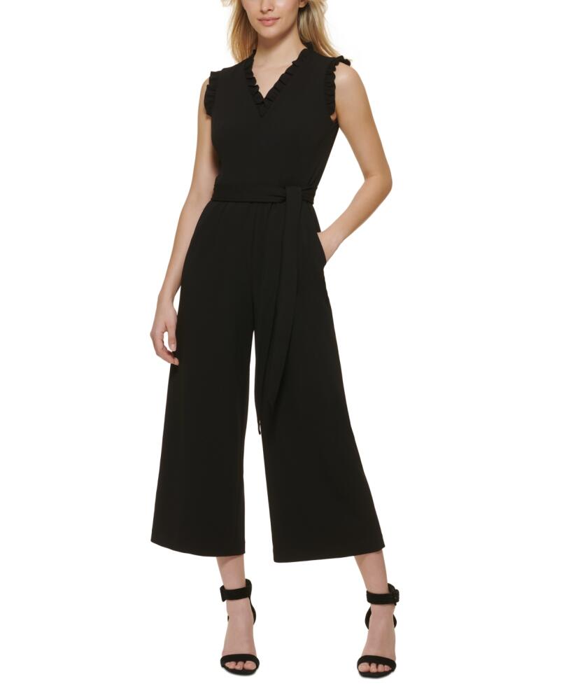 Calvin Klein Women's Ruffle-Trimmed Jumpsuit - Black Cover