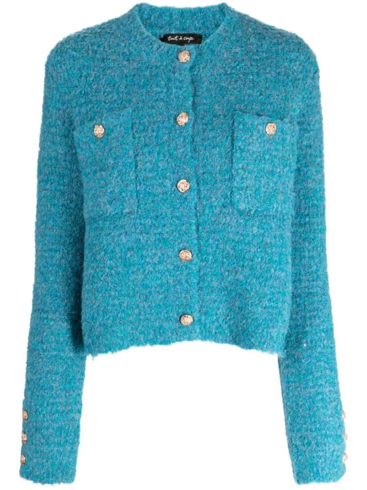 tout a coup logo-embossed knitted cardigan - Blue Cover