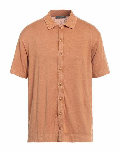 Daniele Fiesoli Man Shirt Tan Linen, Elastane Cover