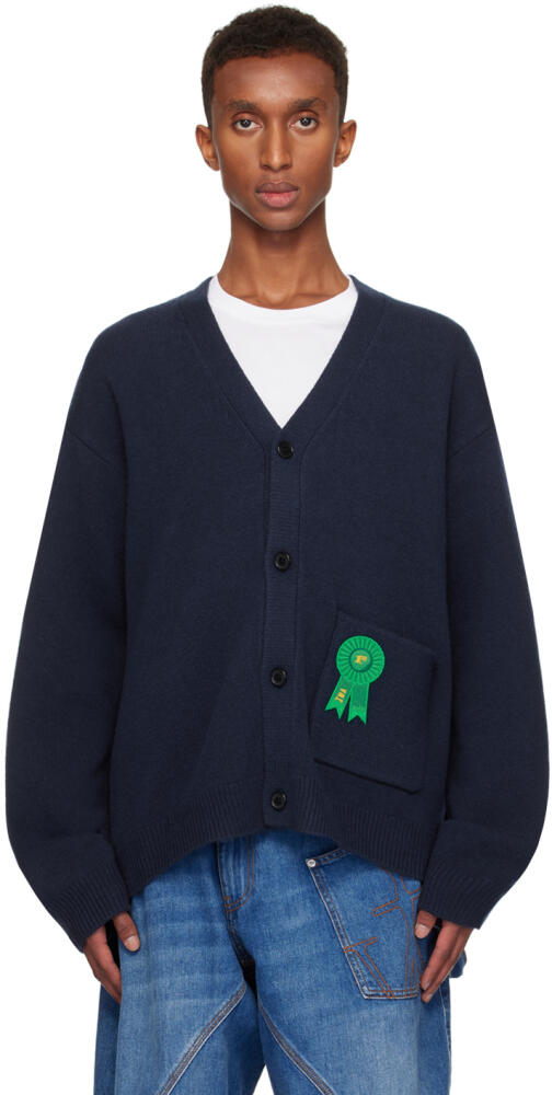 JW Anderson Navy Rosette Patch Pocket Cardigan Cover