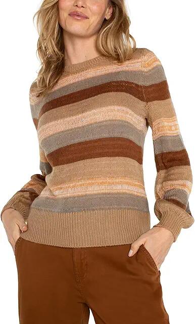 Liverpool Los Angeles Long Sleeve Crew Neck Sweater (Jasper Multistripe) Women's Sweater Cover