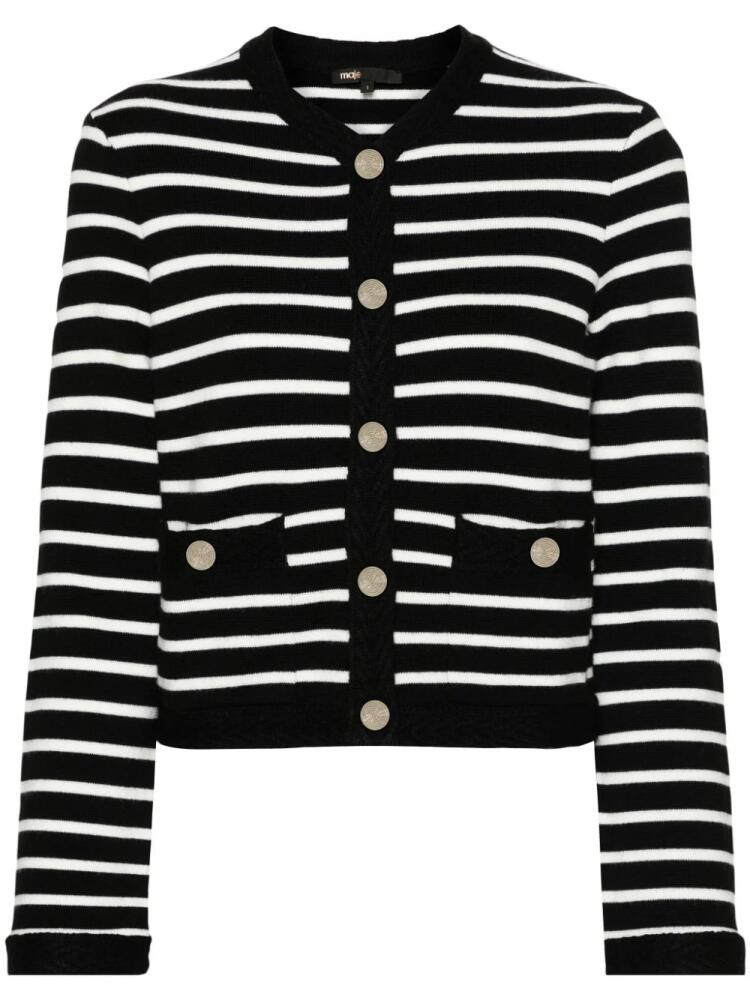 Maje striped round-neck cardigan - Black Cover