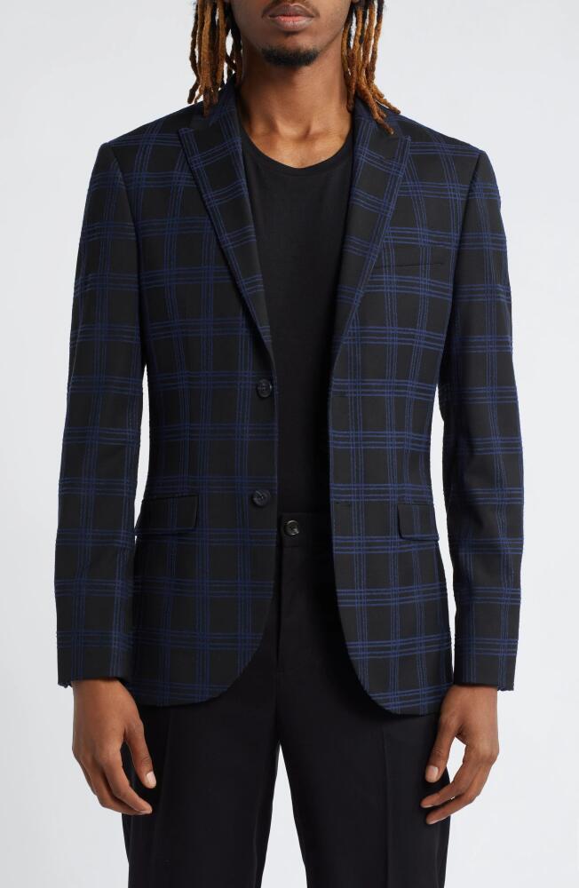 Topman Check Suit Jacket in Navy Cover