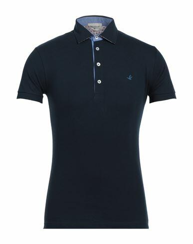 Brooksfield Man Polo shirt Midnight blue Cotton, Elastane Cover