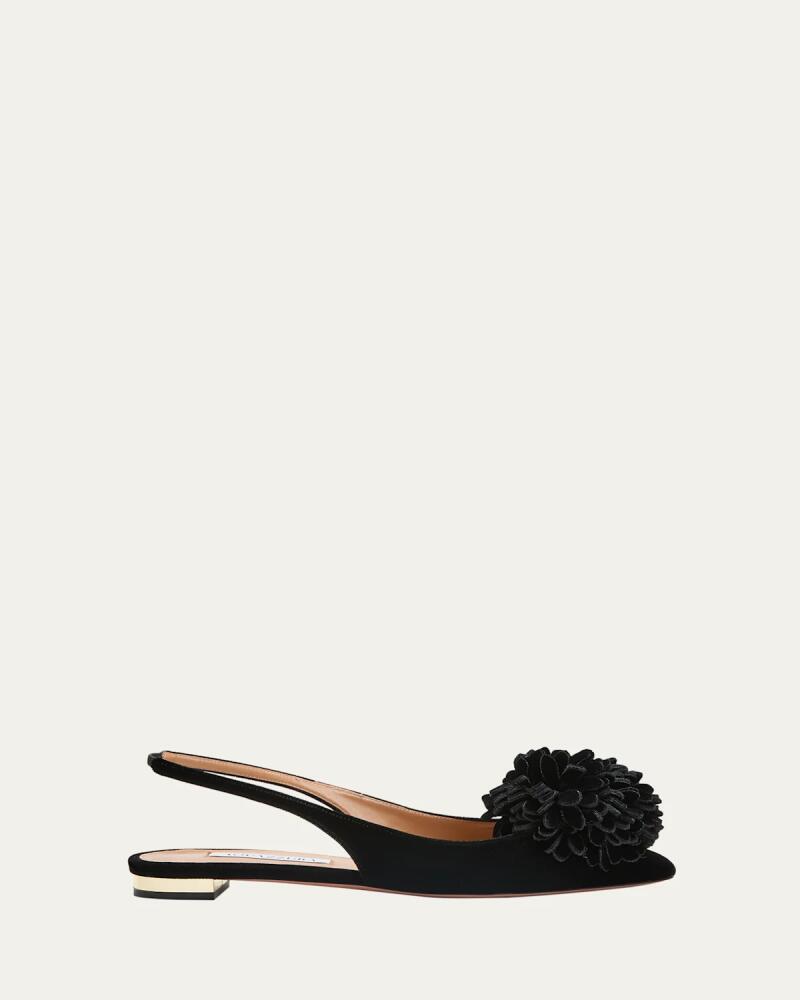 Aquazzura Couturier Velvet Pom Slingback Ballerina Flats Cover