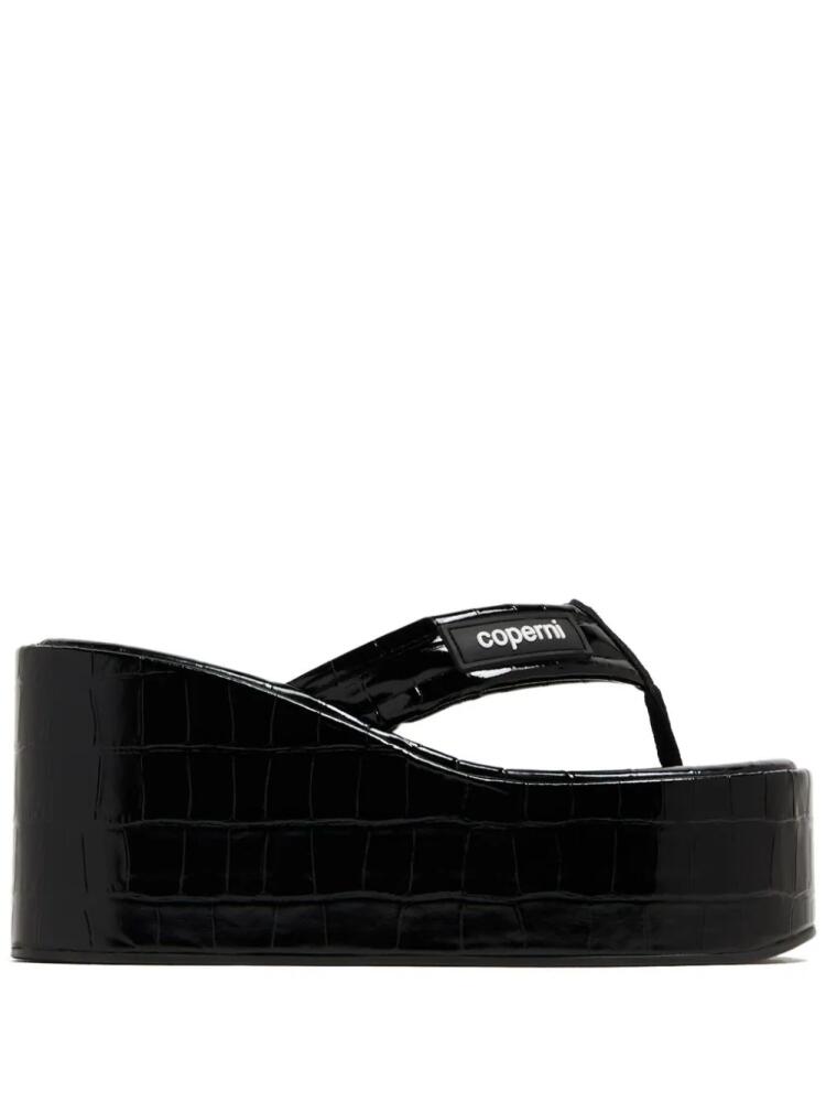 Coperni logo-patch leather platform sandals - Black Cover