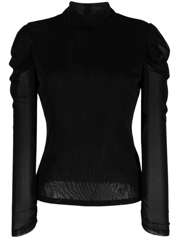 DVF Diane von Furstenberg Remy semi-sheer ruched blouse - Black Cover