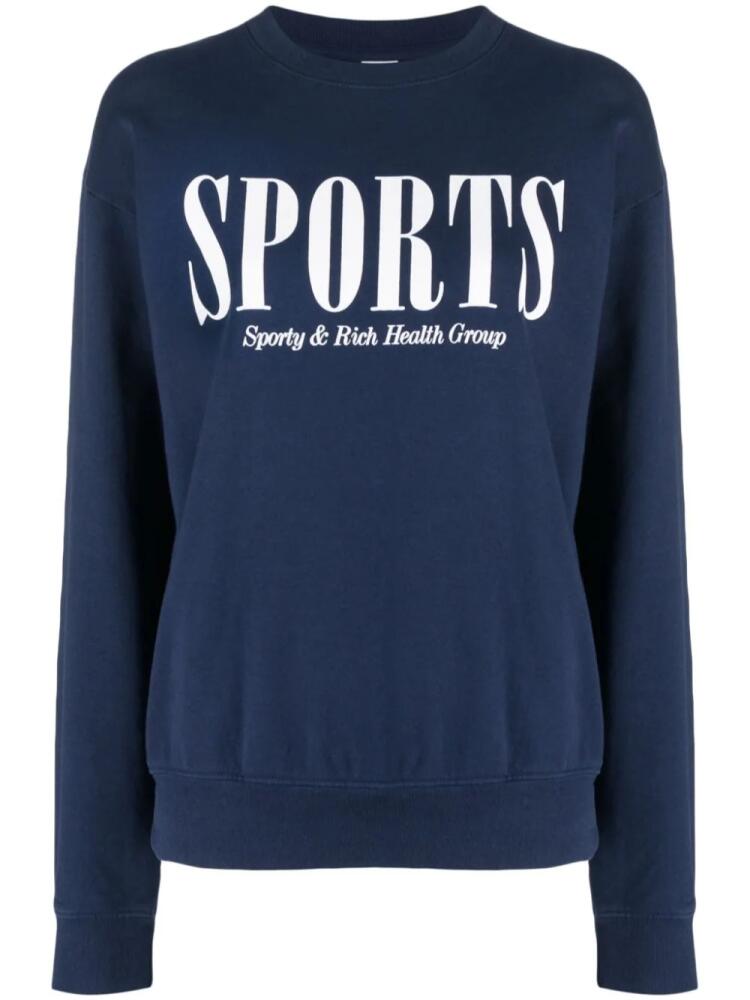 Sporty & Rich graphic-print cotton sweatshirt - Blue Cover