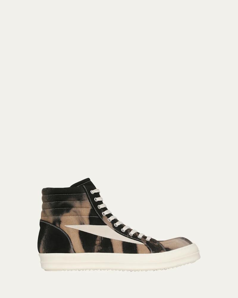 DRKSHDW RICK OWENS Men's Vintage Denim and Suede High-Top Sneakers Cover