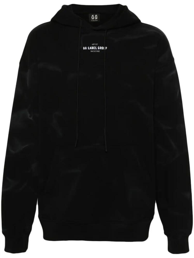 44 LABEL GROUP logo-print faded-effect hoodie - Black Cover